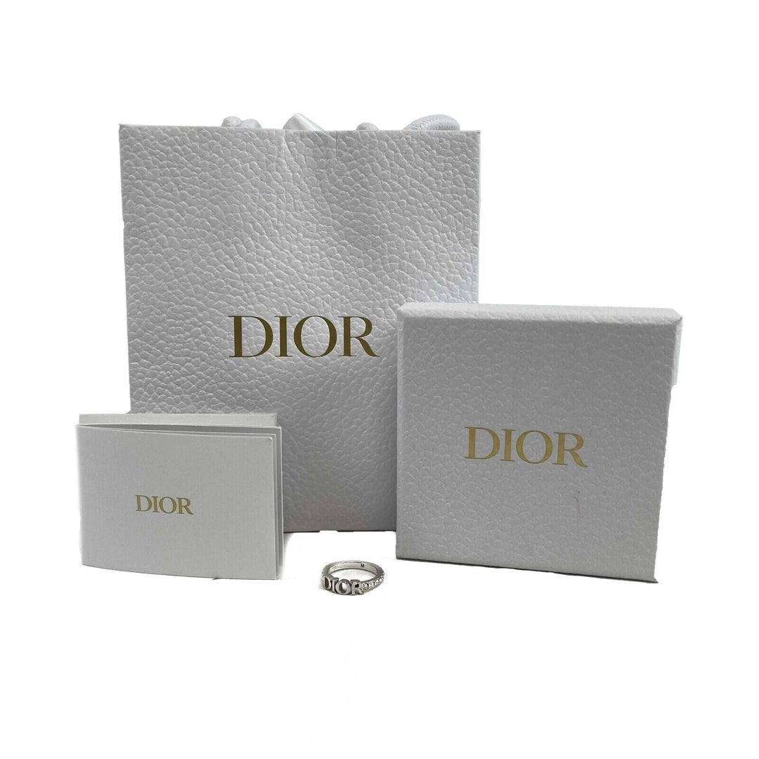 Top quality Dior Dio[r]evolution Silver Finish Metal White Crystal Ring Size M 6