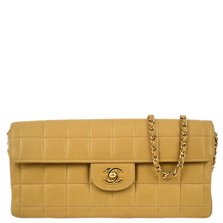 Top Quality Chanel 2004-2005 Beige Lambskin East West Choco Bar Chain Shoulder Bag
