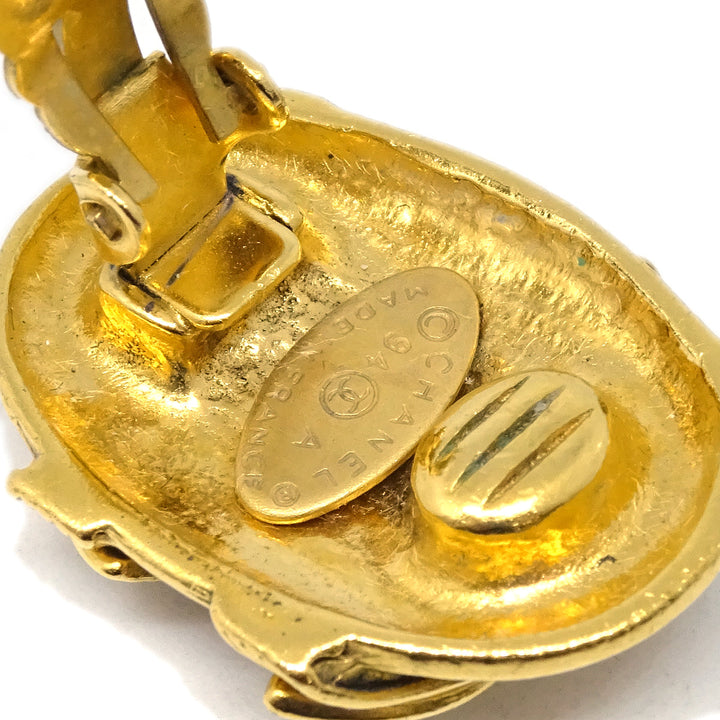 Top Quality Chanel Gold Oval Earrings Clip-On 94A