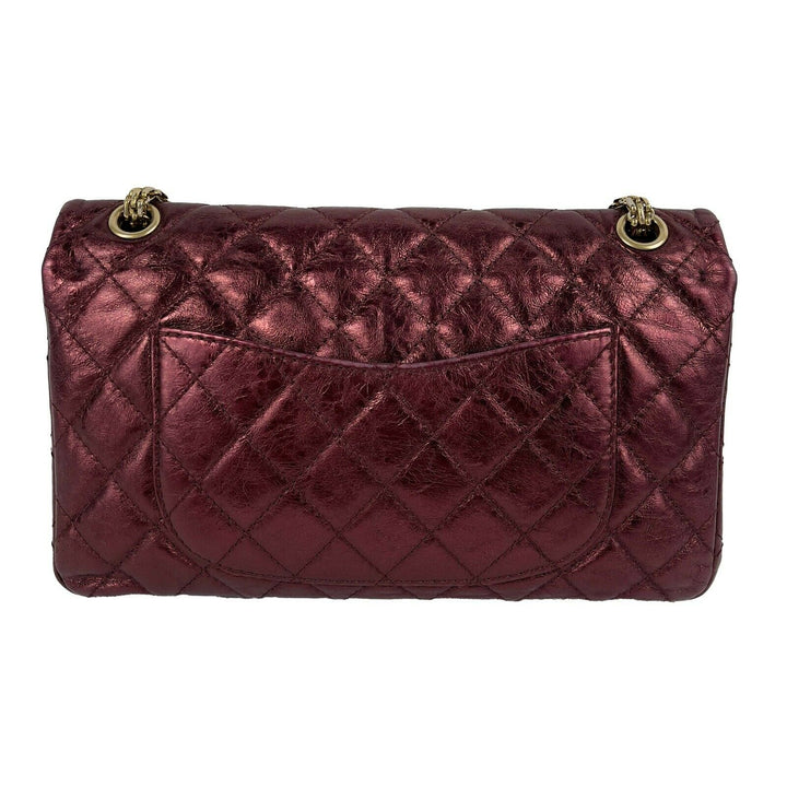Chanel - Metallic Quilted Calfskin 2.55 Reissue 227 Double New - Maroon
