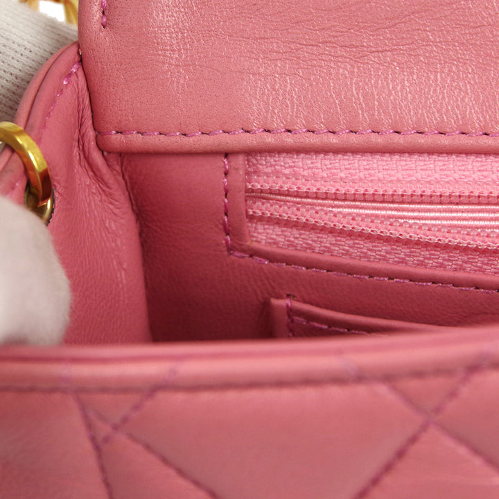 Top Quality Chanel * 1989-1991 Pink Lambskin Border Flap Bag