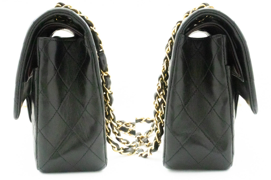 Top Quality Chanel Classic Double New 10" Chain Shoulder Bag Black Lambskin