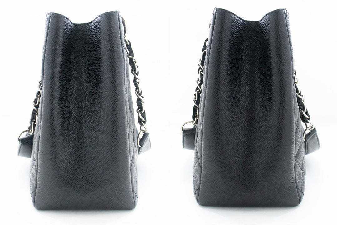 Chanel Caviar GST 13" Grand Shopping Tote Chain Shoulder Bag Black