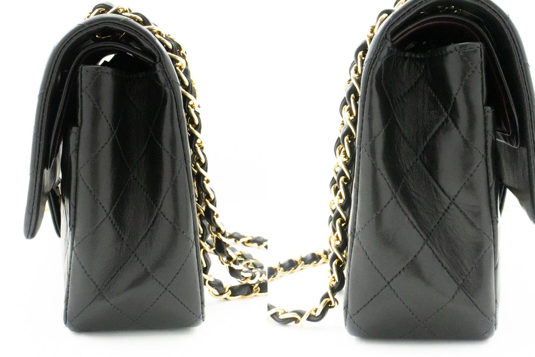 Top Quality Chanel Classic Double New 10" Chain Shoulder Bag Black Lambskin