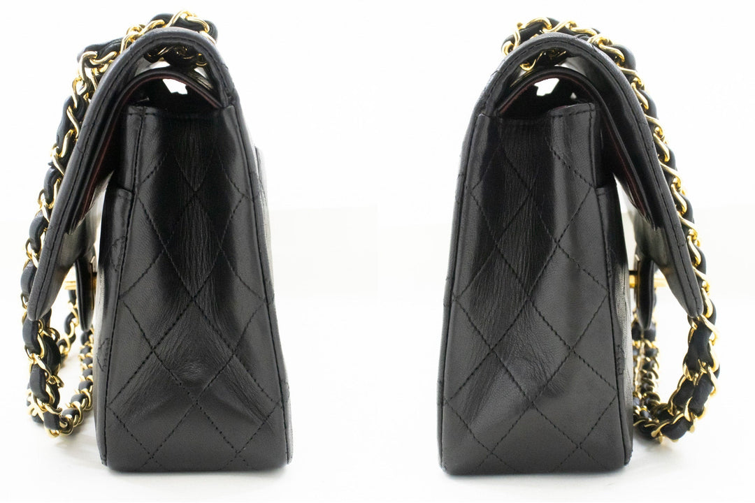 Top Quality Chanel Classic Double New 10" Chain Shoulder Bag Black Lambskin