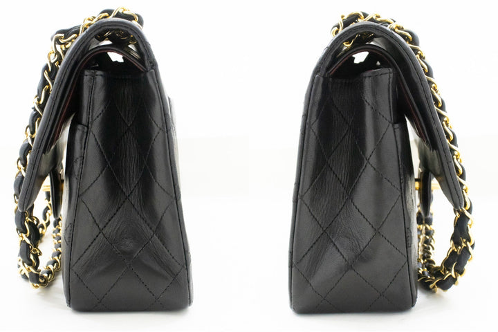 Top Quality Chanel Classic Double New 10" Chain Shoulder Bag Black Lambskin