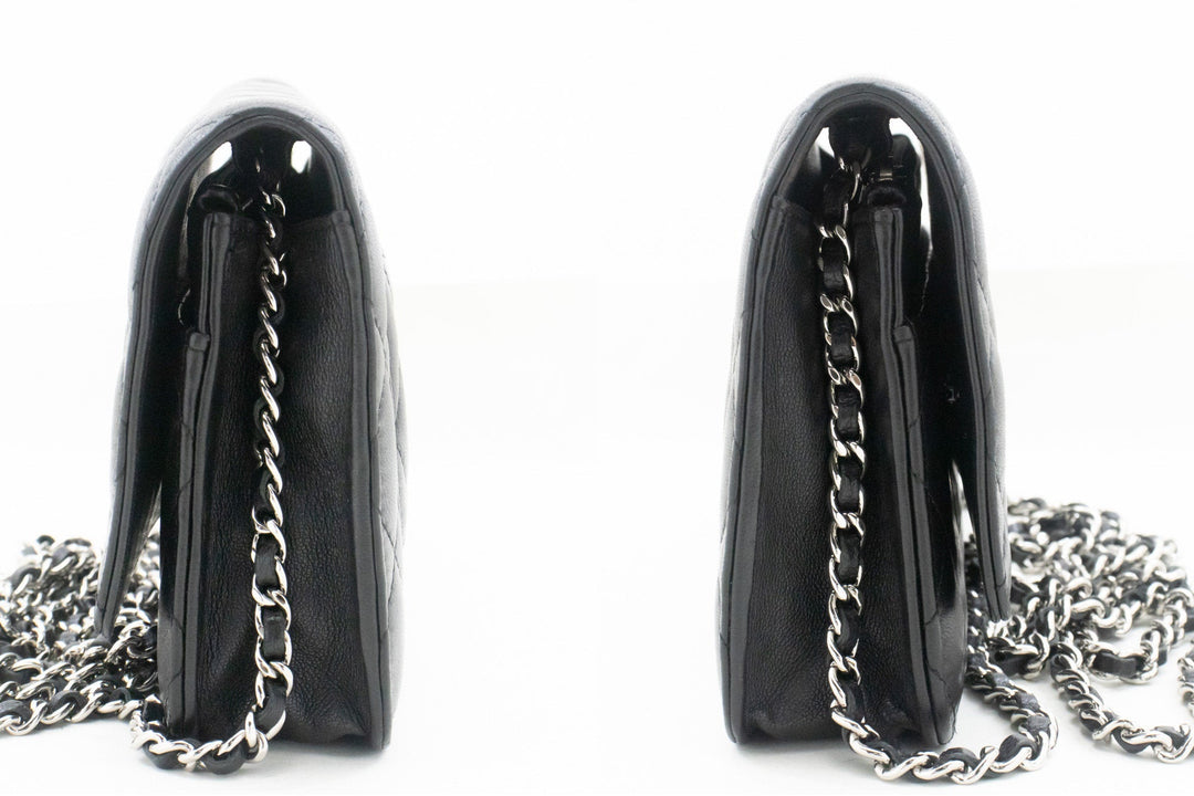Chanel Black Classic Wallet On Chain WOC Shoulder Bag Lambskin SV