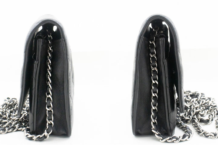 Chanel Black Classic Wallet On Chain WOC Shoulder Bag Lambskin SV