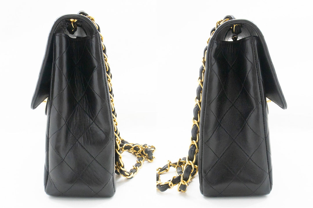 Top Quality Chanel Classic Large 11" Chain Shoulder Bag New Black Lambskin