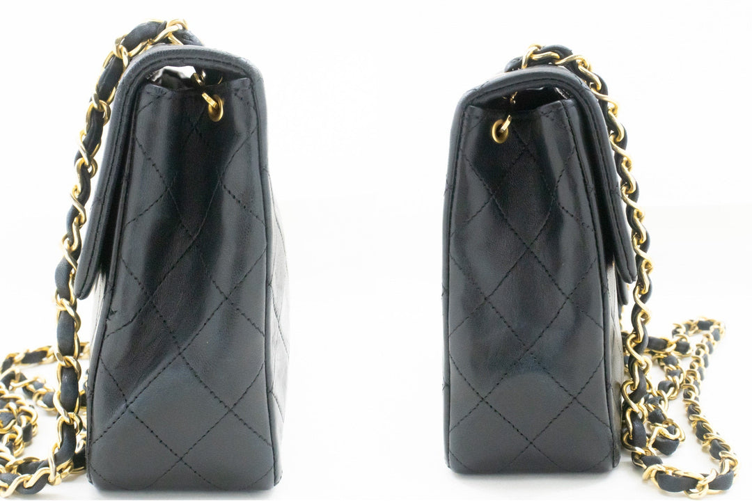Chanel Mini Square Small Chain Shoulder Bag Crossbody Black Lamb