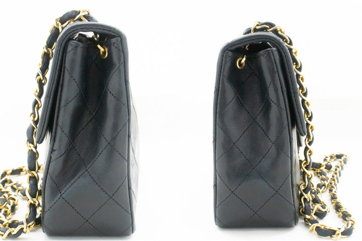 Chanel Mini Square Small Chain Shoulder Bag Crossbody Black Lamb
