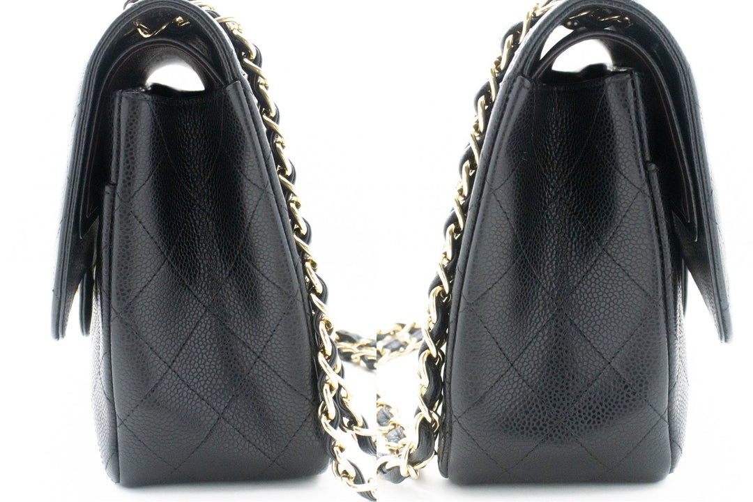 Top Quality Chanel Classic Large 11" Grained Calfskin Chain Shoulder Bag Black