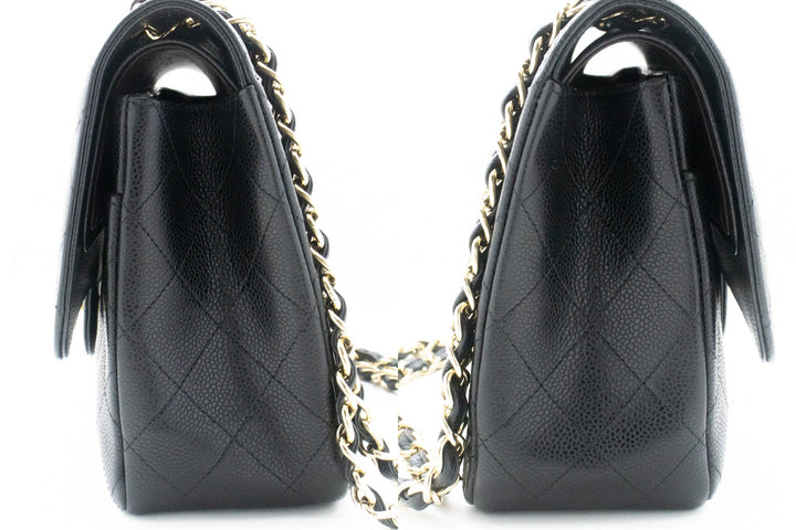 Top Quality Chanel Classic Large 11" Grained Calfskin Chain Shoulder Bag Black