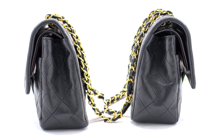 Chanel 2.55 Double New Chain Shoulder Bag Black Lambskin Handbag