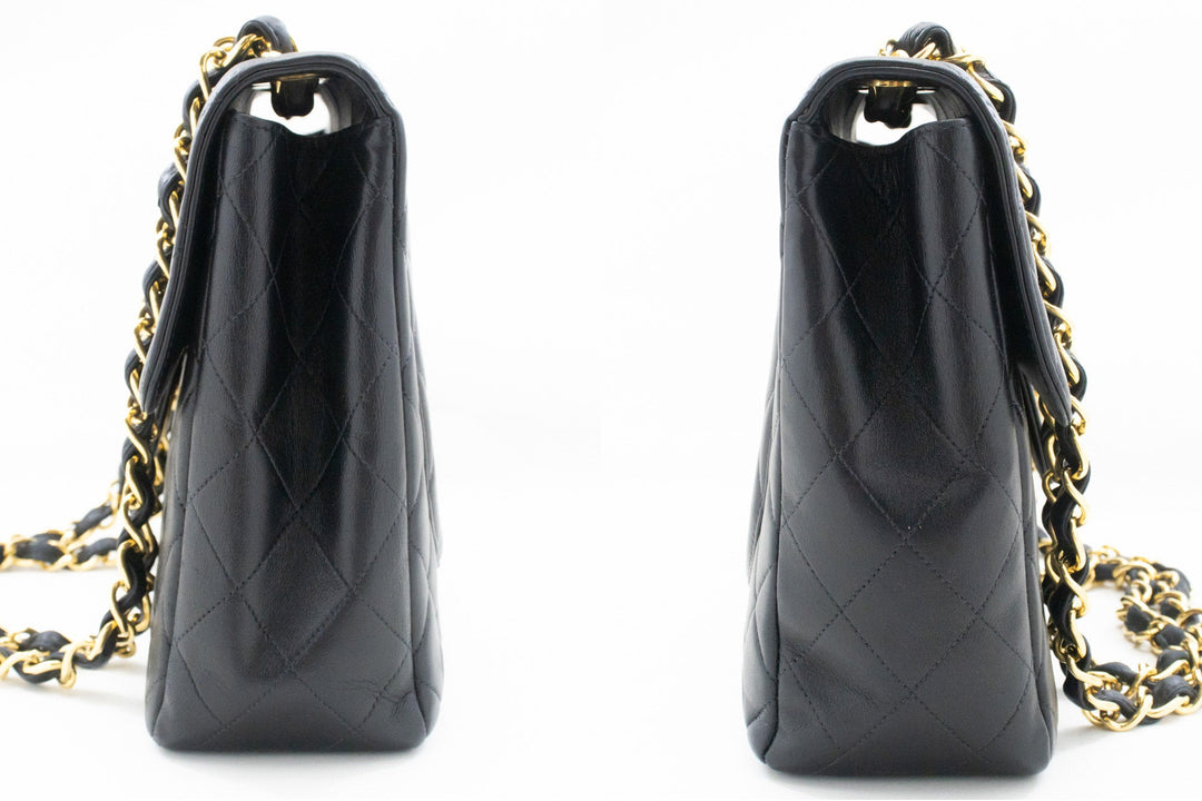 Top Quality Chanel Classic Large 11" Chain Shoulder Bag New Black Lambskin