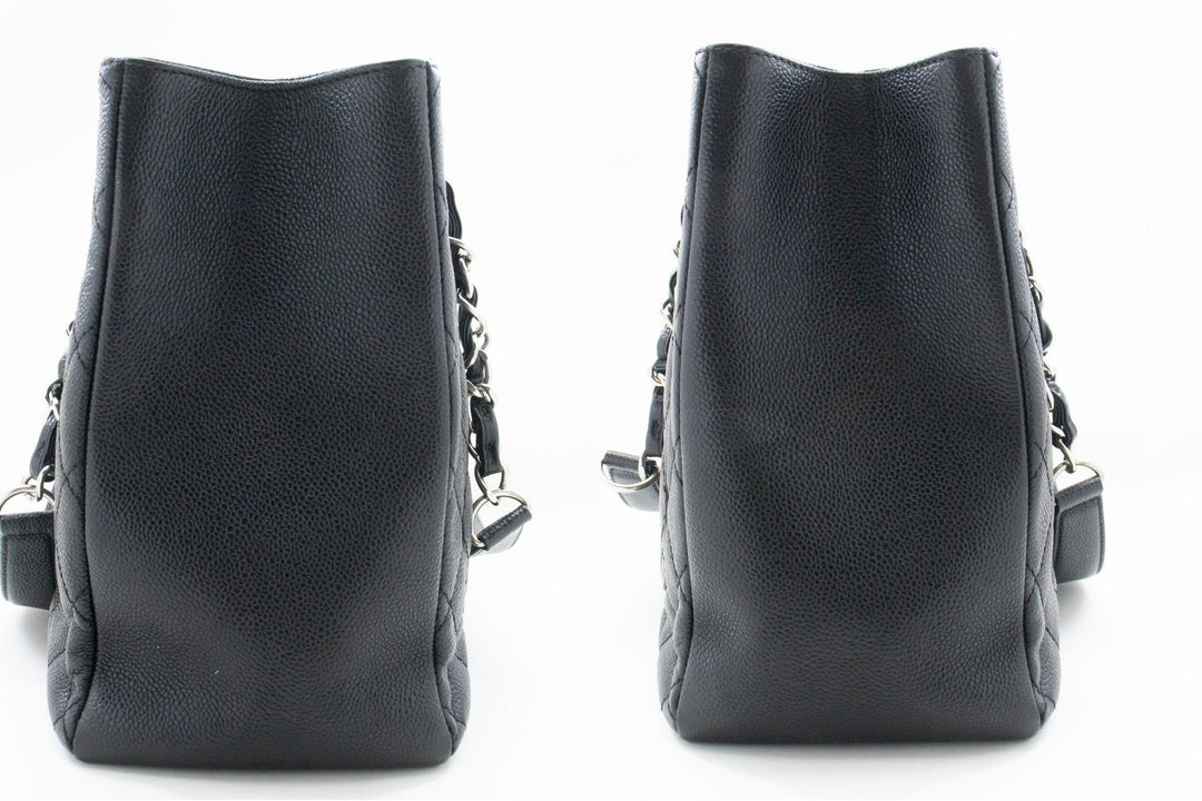 Chanel Caviar GST 13" Grand Shopping Tote Chain Shoulder Bag Black