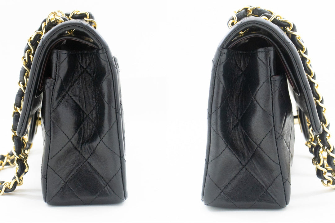 Top Quality Chanel Classic Double New 9" Chain Shoulder Bag Black Lambskin