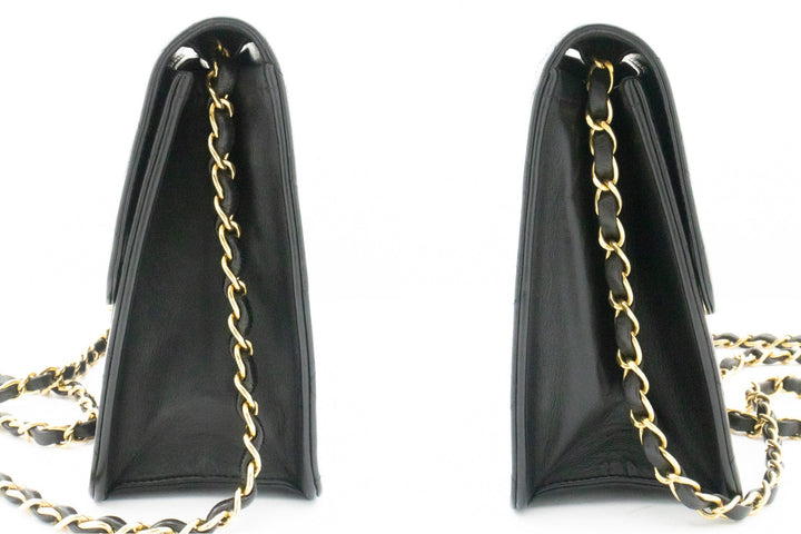 Chanel Small Chain Shoulder Bag Clutch Black Quilted New Lambskin