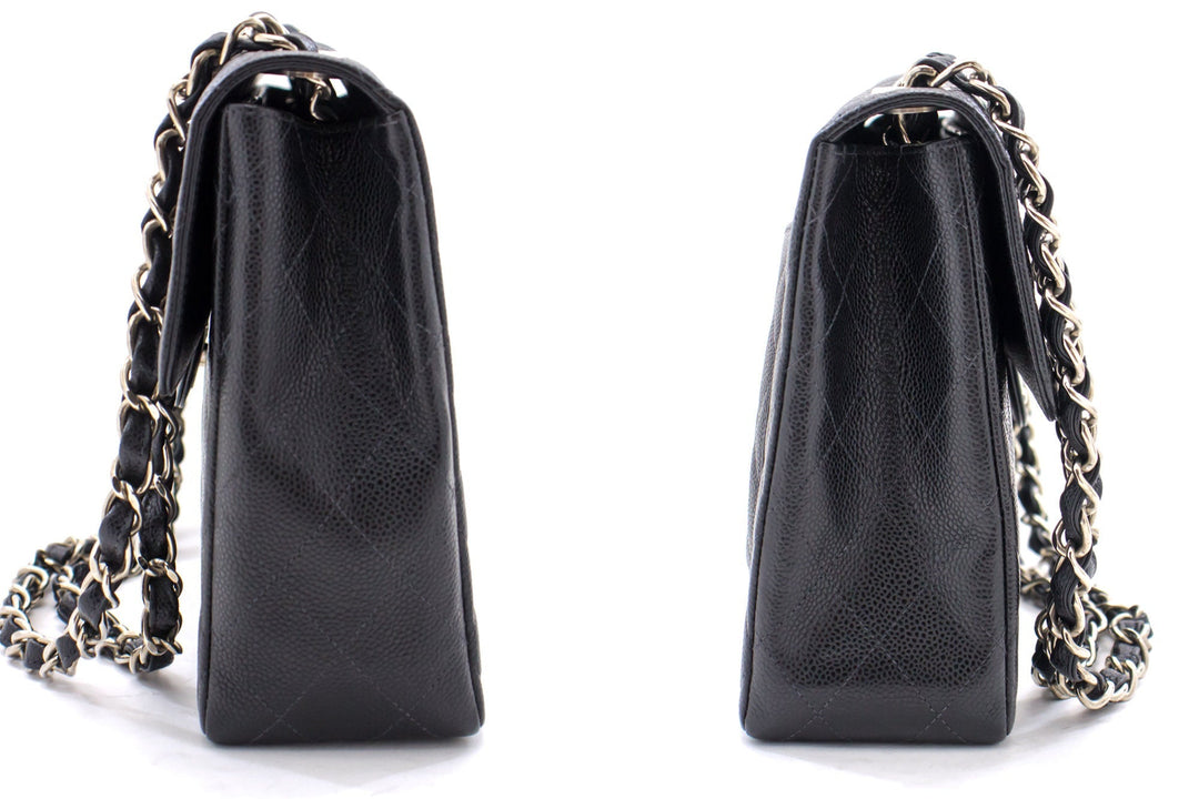 Top Quality Chanel Classic Large 11" Chain Shoulder Bag Black Grained Calfskin