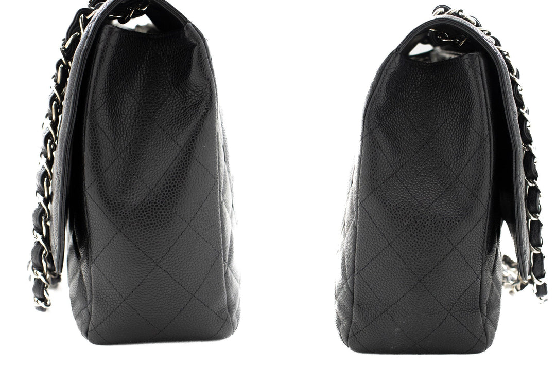 Chanel Caviar Grained Calfskin New Chain Shoulder Bag Black 13"