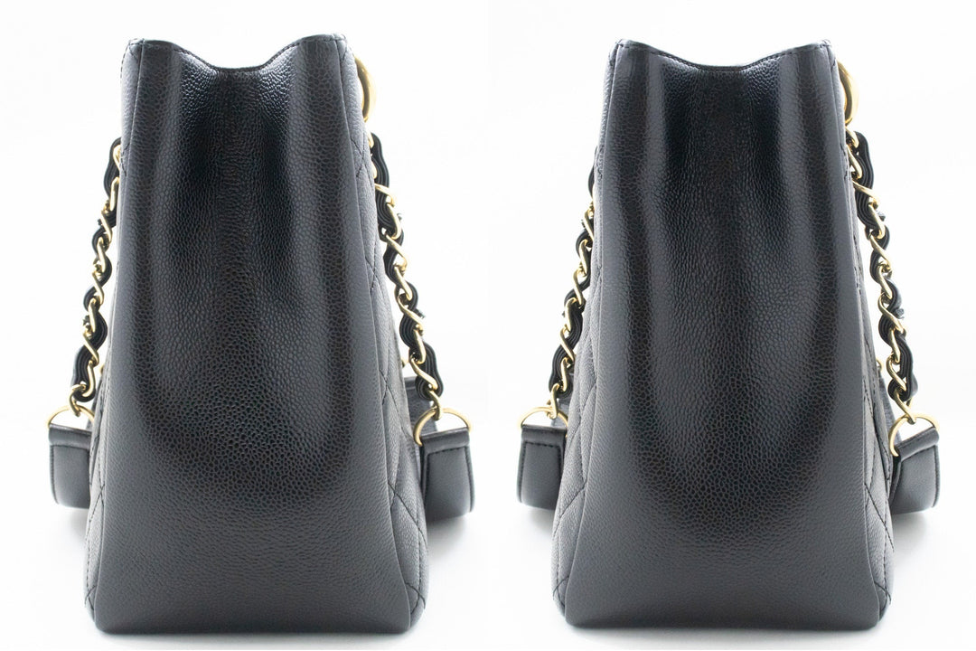 Chanel Caviar GST 13" Grand Shopping Tote Chain Shoulder Bag Black