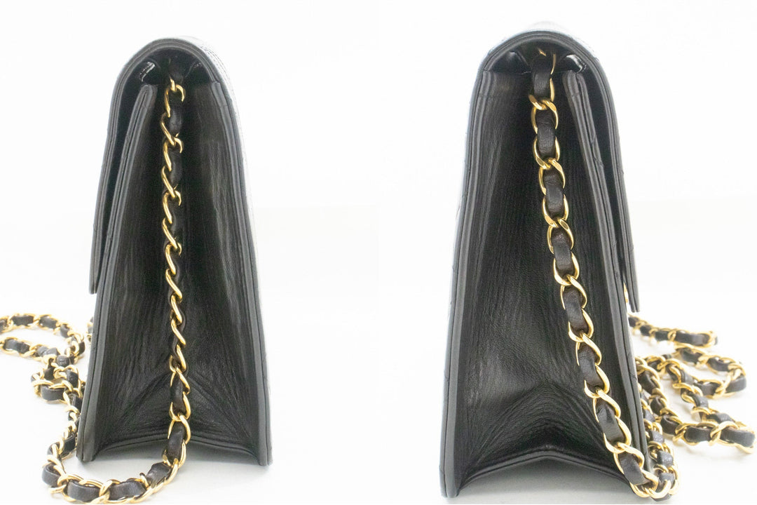 Chanel Small Chain Shoulder Bag Clutch Black Quilted New Lambskin