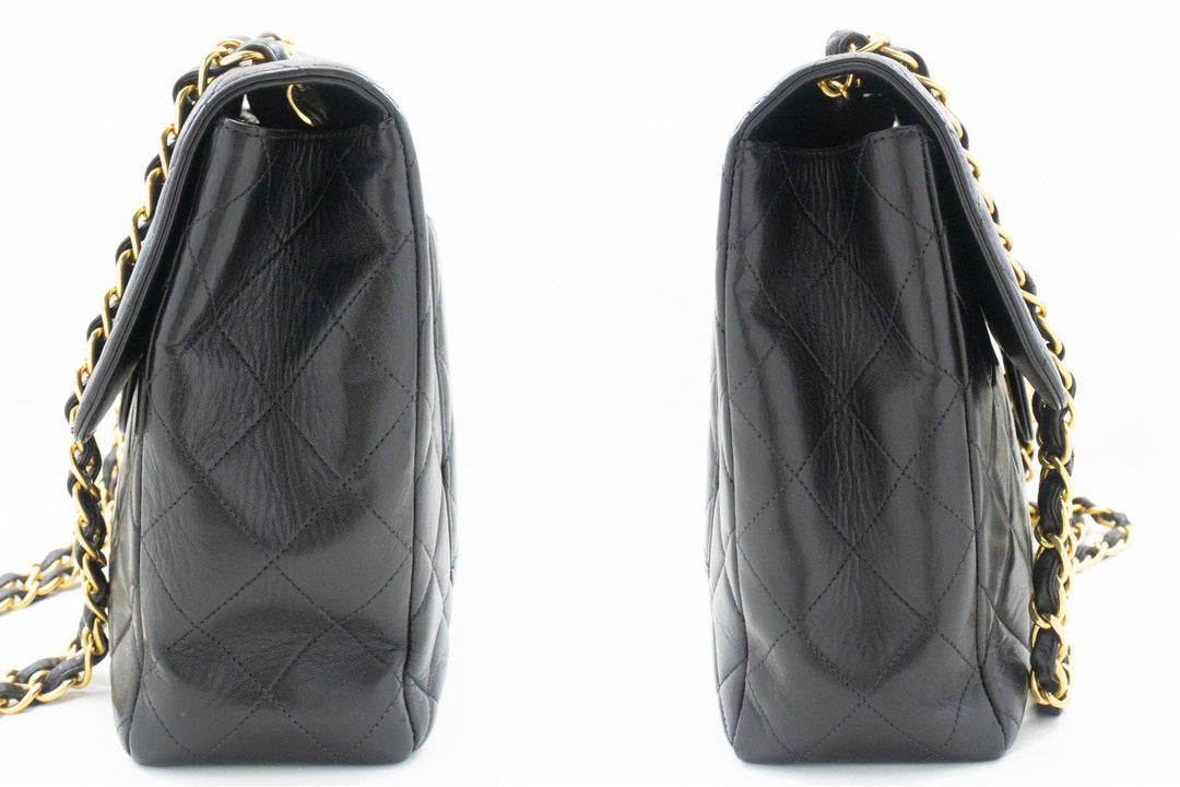Top Quality Chanel Classic Large 11" Chain Shoulder Bag New Black Lambskin