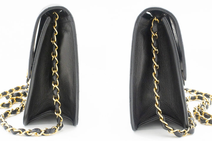 Chanel Small Chain Shoulder Bag Clutch Black Quilted New Lambskin
