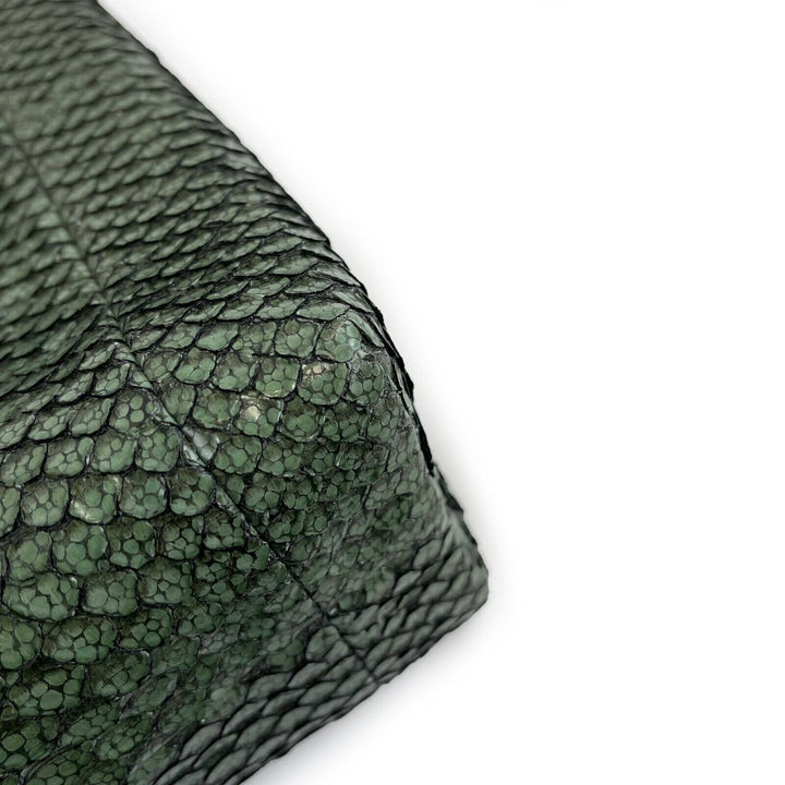 Chanel - Python Snakeskin Green CC Kiss lock Shoulder Bag / Crossbody