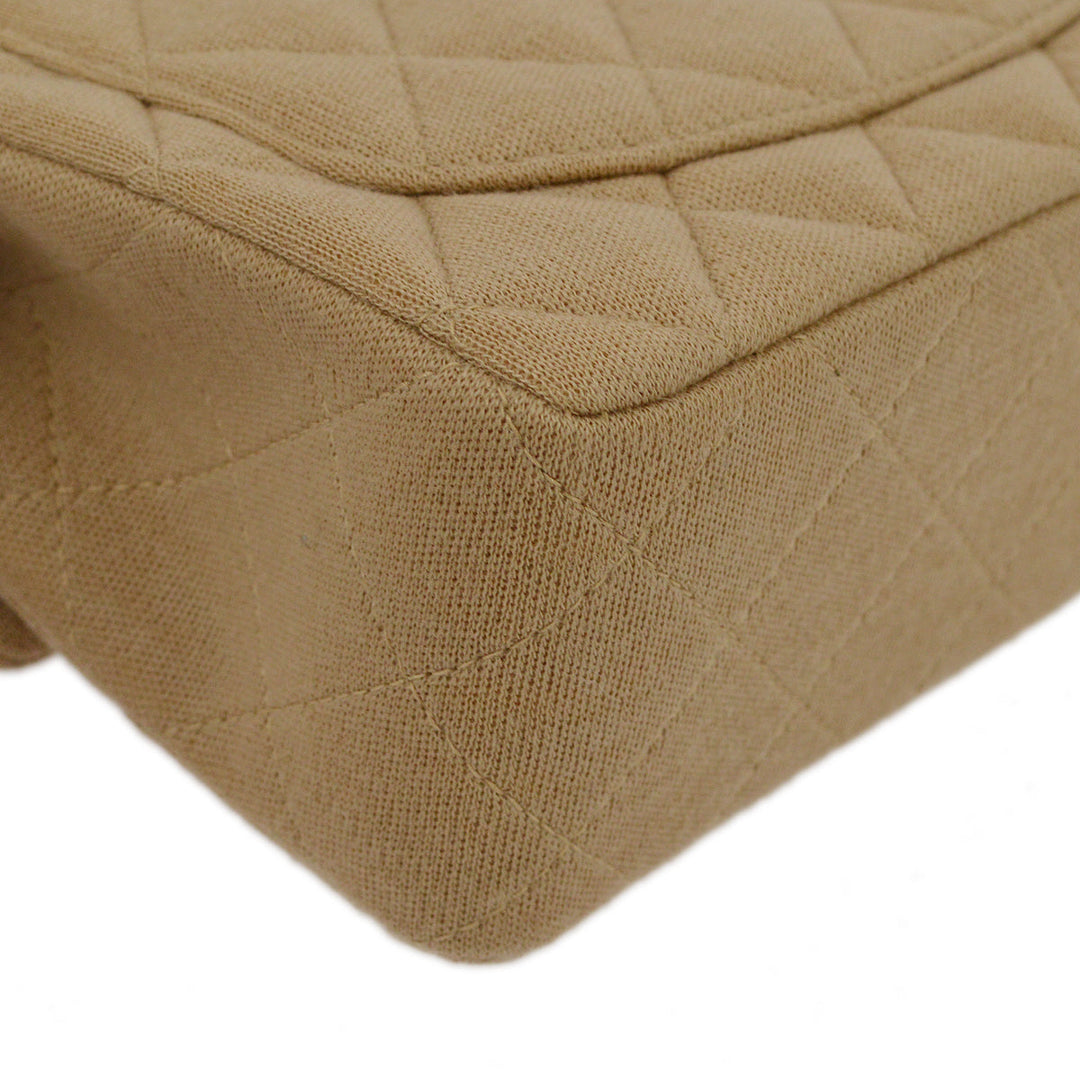Top Quality Chanel Beige Cotton Mini Classic Square Flap Shoulder Bag 17
