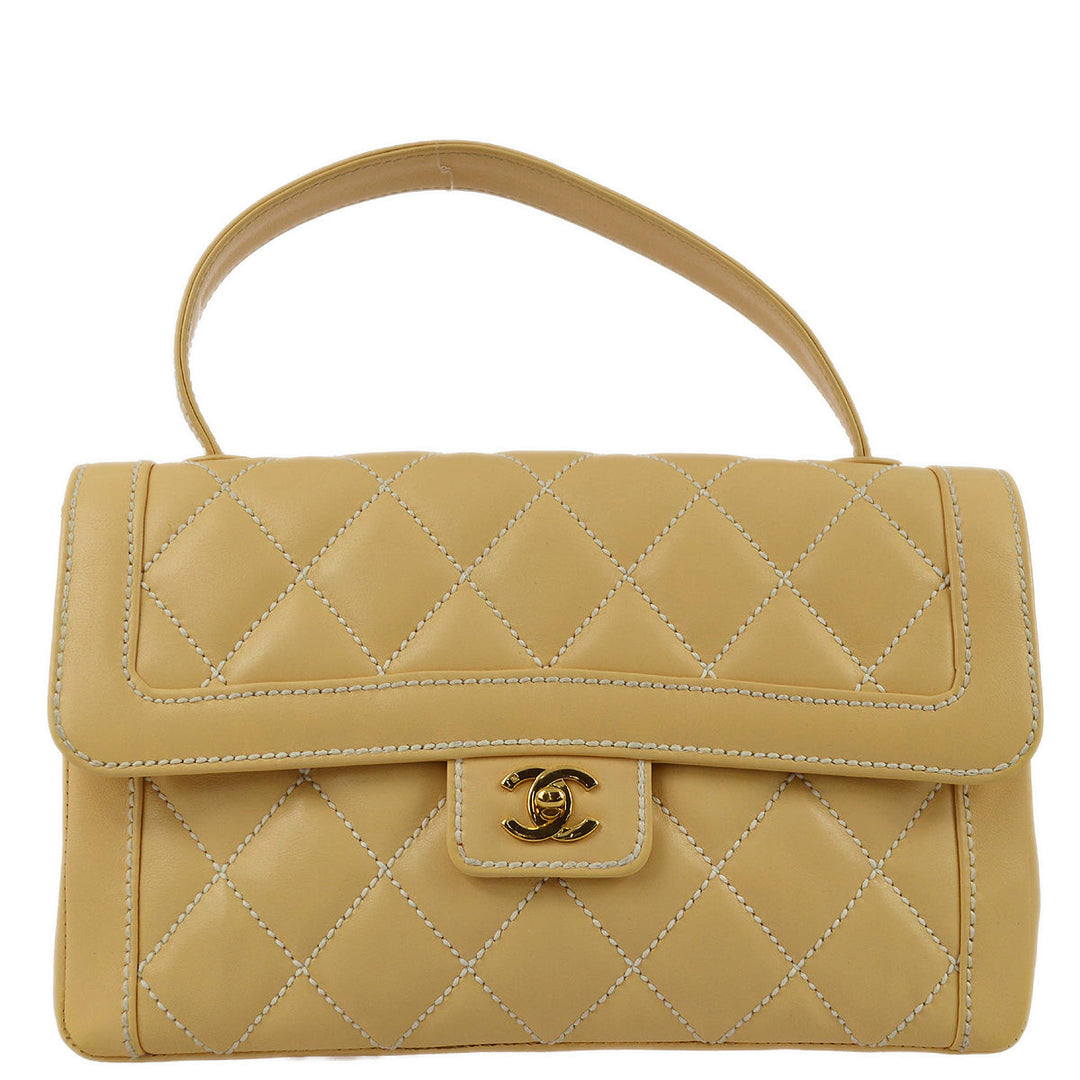 Top Quality Chanel 2005-2006 Beige Calfskin Wild Stitch Handbag