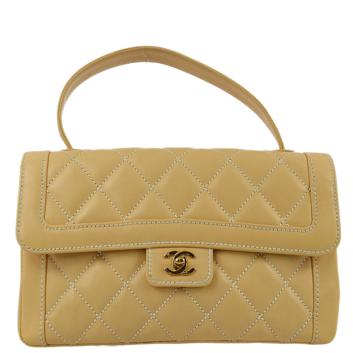 Top Quality Chanel 2005-2006 Beige Calfskin Wild Stitch Handbag