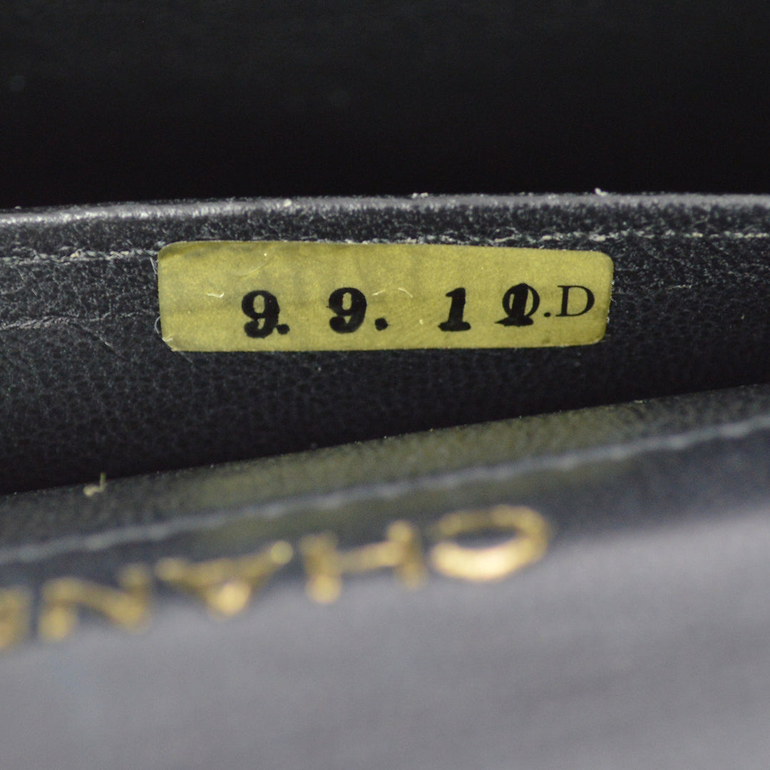 Top Quality Chanel 1989-1991 Black Lizard Chain Shoulder Bag