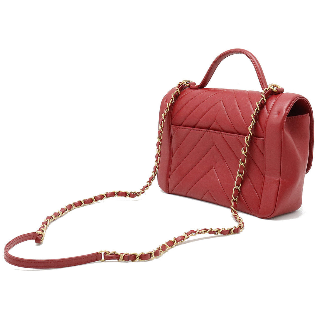 Top Quality Chanel V Stick Chevron Top Handle Handbag 2WAY Chain Shoulder Bag Laser Red Red Gold  Black / Blue / Blue