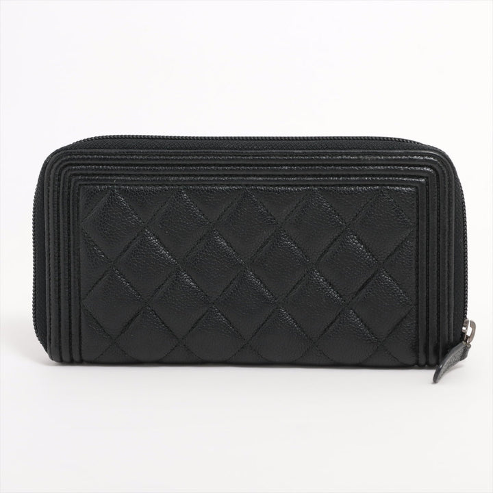Top Quality Chanel Boy Top Quality Chanel Caviar S Round  Wallet Black Silver Gold