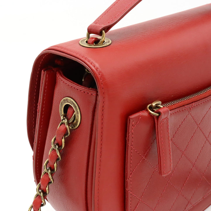 Top Quality Chanel Coconut Matrasse Chain Shoulder Bag Posket 2WAY Leather Red Gold  A93461