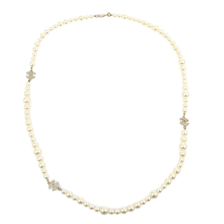 Top Quality Chanel Gold Chain Necklace Rhinestone