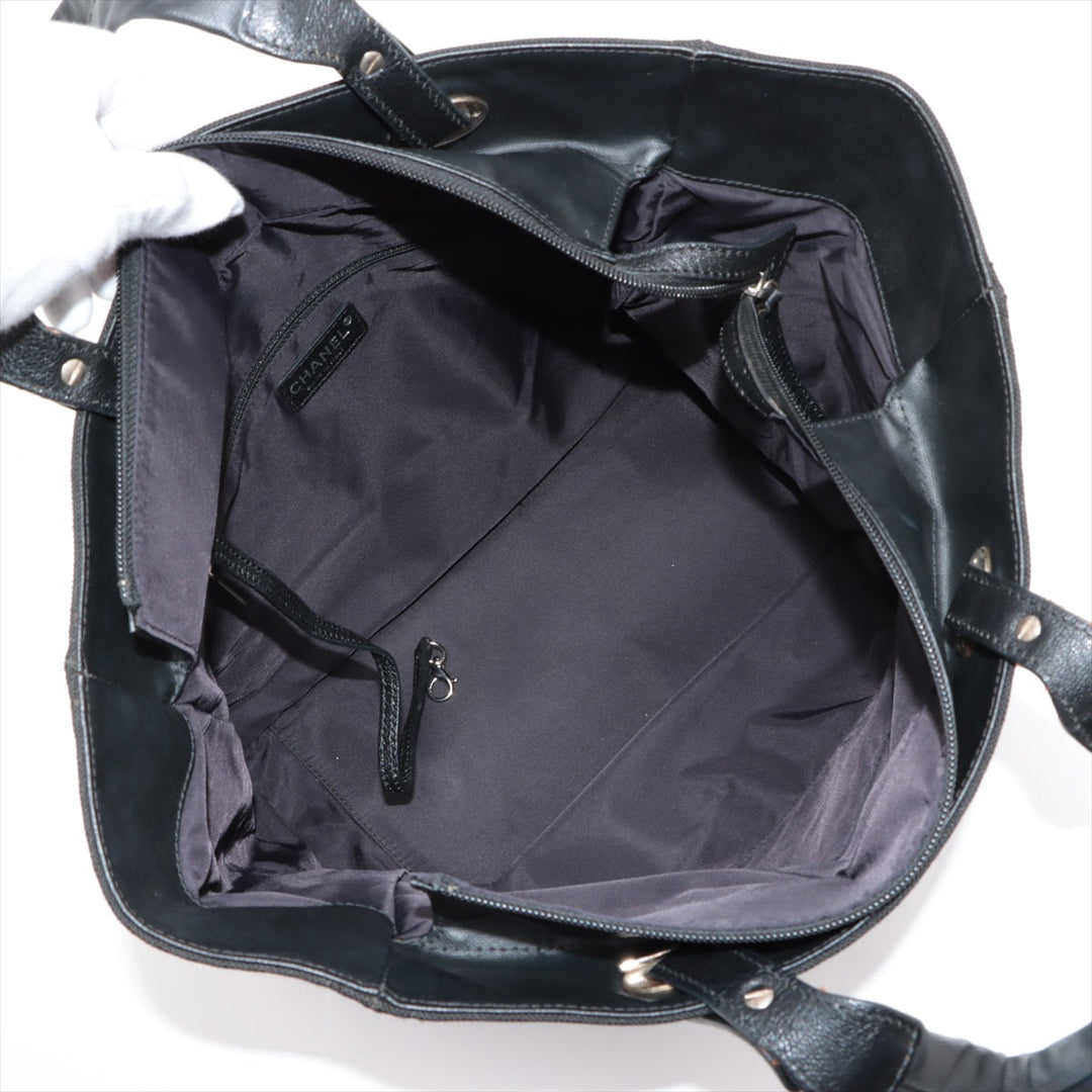 Top Quality Chanel PARIBIARITZ MM  Linen Tote Bag Black Silver G  13th
