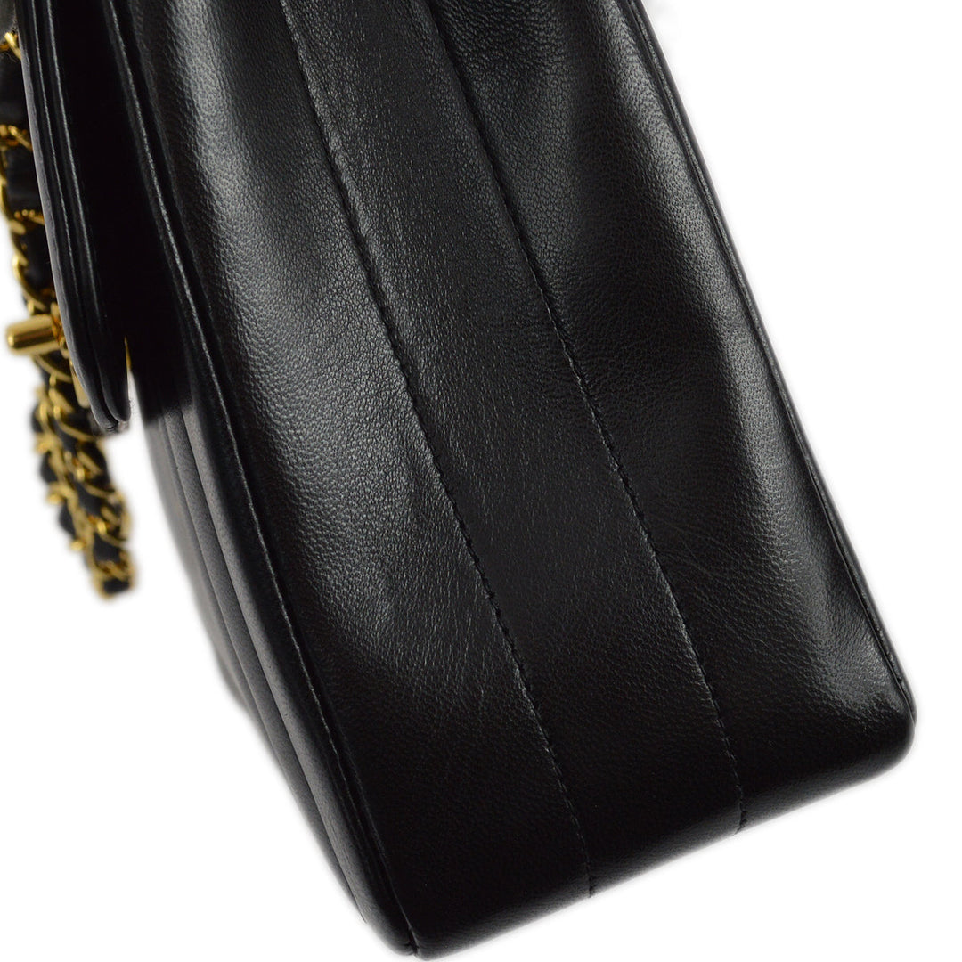 Top Quality Chanel 1994-1996 Black Lambskin Small Vertical Stitch Straight Flap Bag