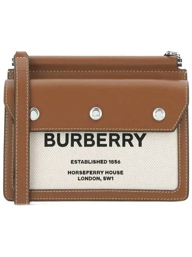 Burberry Pocket Detail Mini Horseferry Print Title Cross Bag Brown