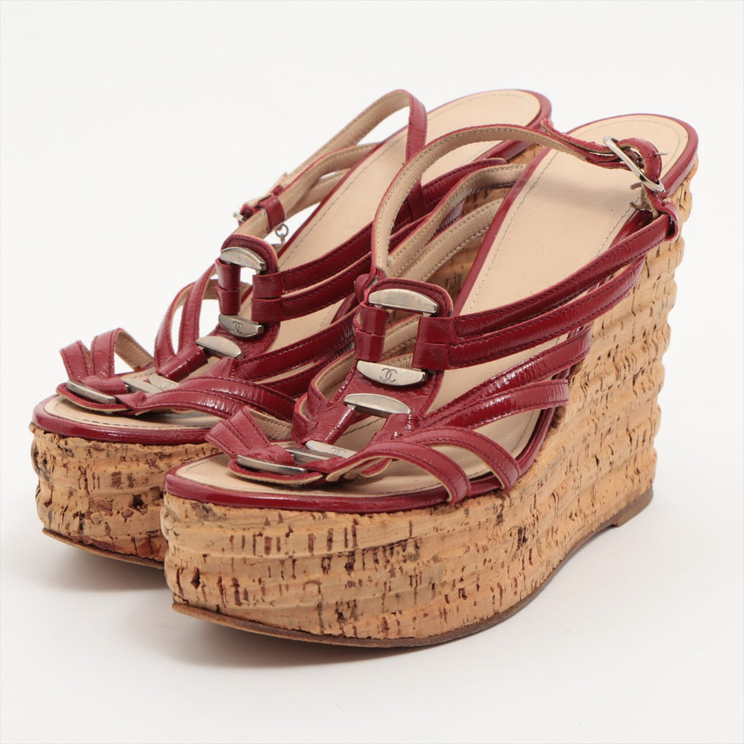 Top Quality Chanel Patent Leather Sandal 35 1/2  Red Ride