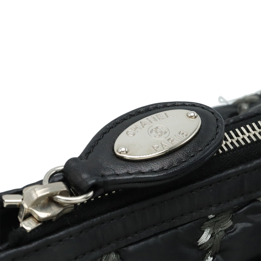 Top Quality Chanel Top Quality Chanel PARIVISANCE KILTING Chain Shoulder Bag Nylon Dark Grey Black Silver  A50633