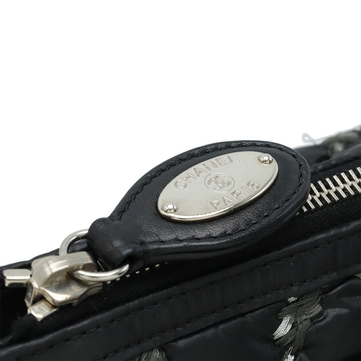 Top Quality Chanel Top Quality Chanel PARIVISANCE KILTING Chain Shoulder Bag Nylon Dark Grey Black Silver  A50633