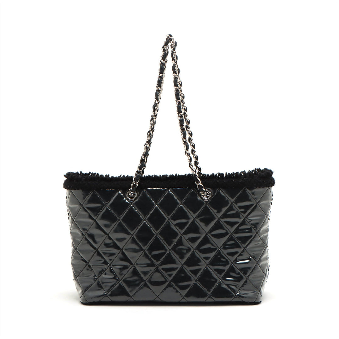 Top Quality Chanel Coco Vinyl Leather Tote Bag Black Silver Gold  13th