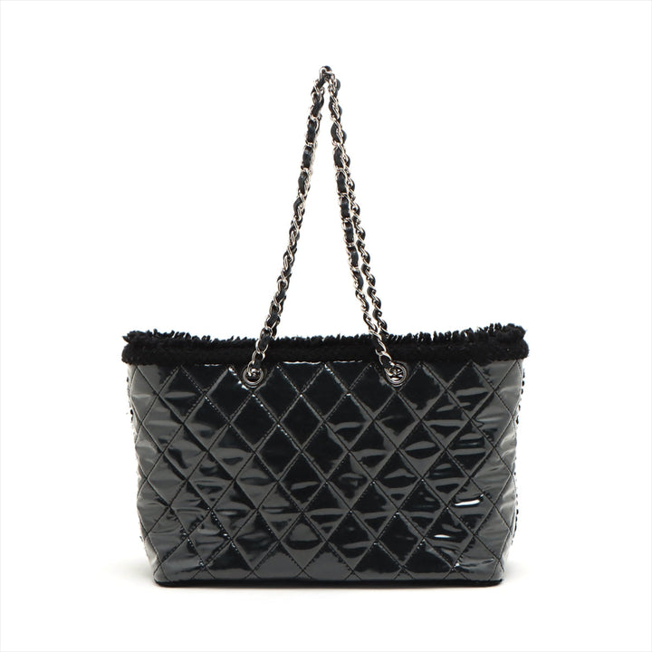 Top Quality Chanel Coco Vinyl Leather Tote Bag Black Silver Gold  13th