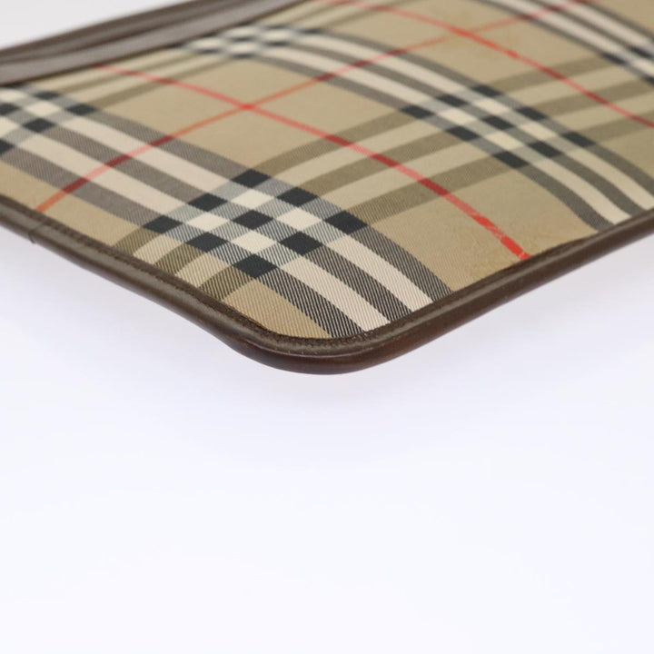 BurberrySs Nova Check Clutch Bag Canvas Beige Brown Red Auth ac2005