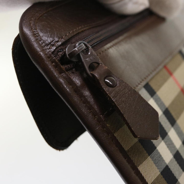 BurberrySs Nova Check Clutch Bag Canvas Beige Brown Red Auth ac2005