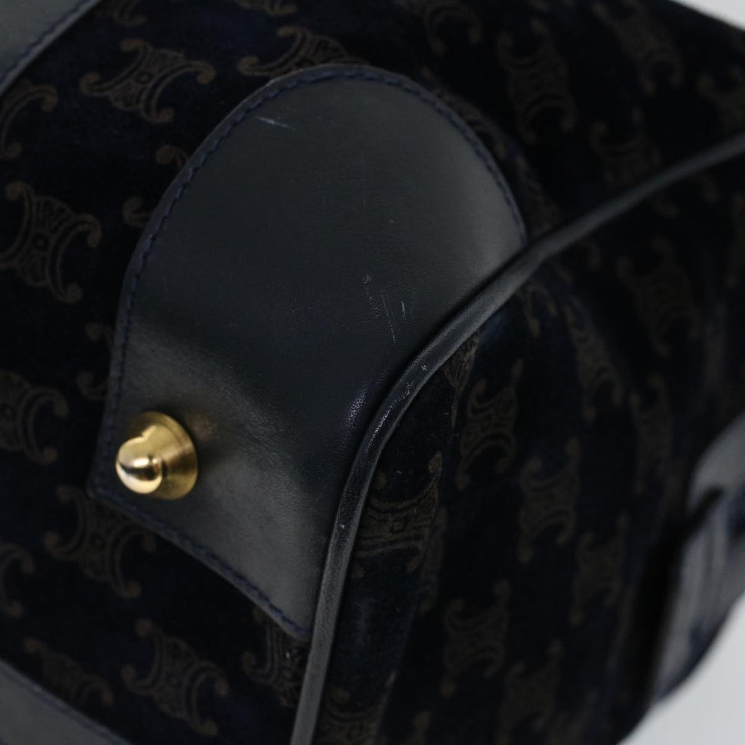 Celine C Macadam Boston Bag Suede Leather Navy  ac2168
