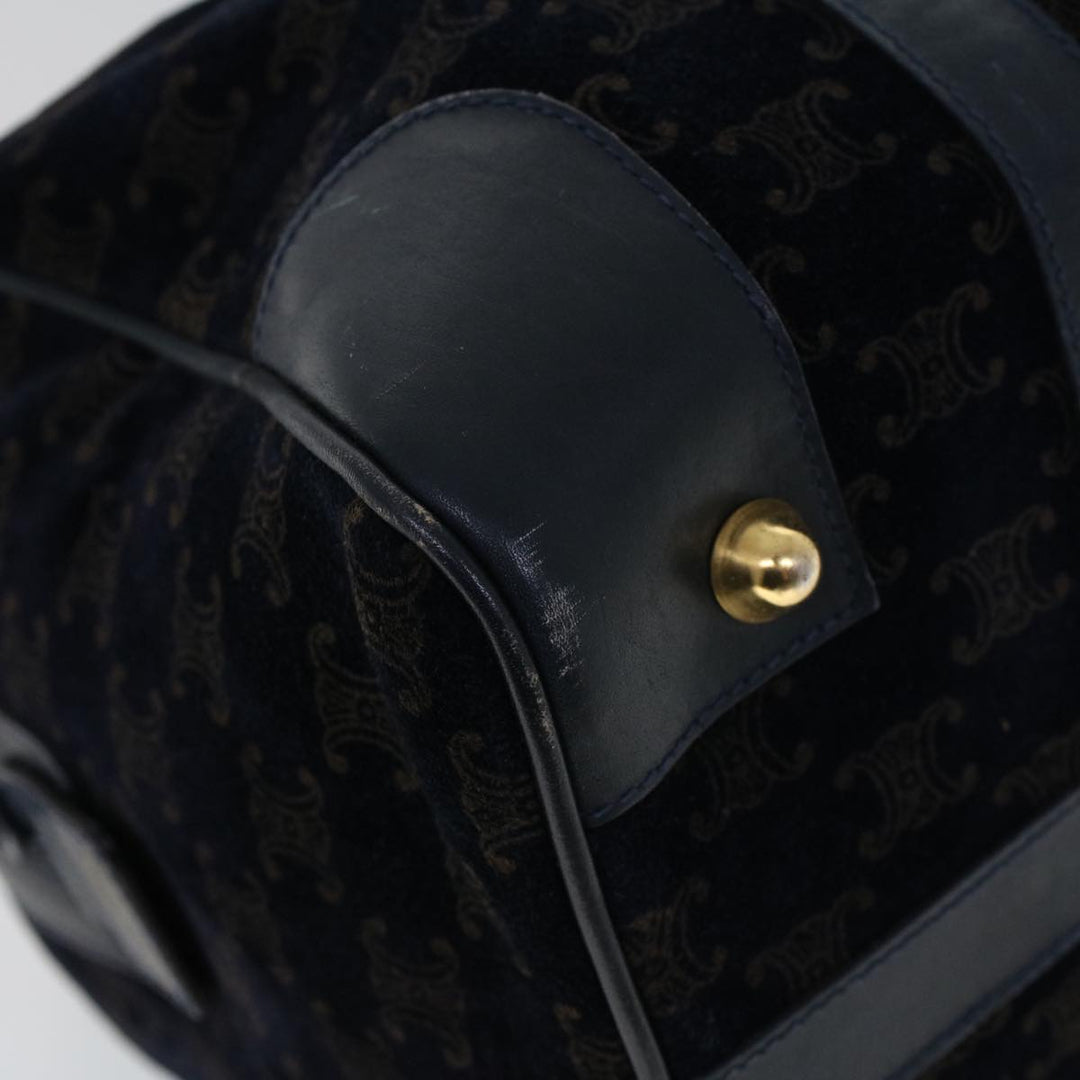 Celine C Macadam Boston Bag Suede Leather Navy  ac2168