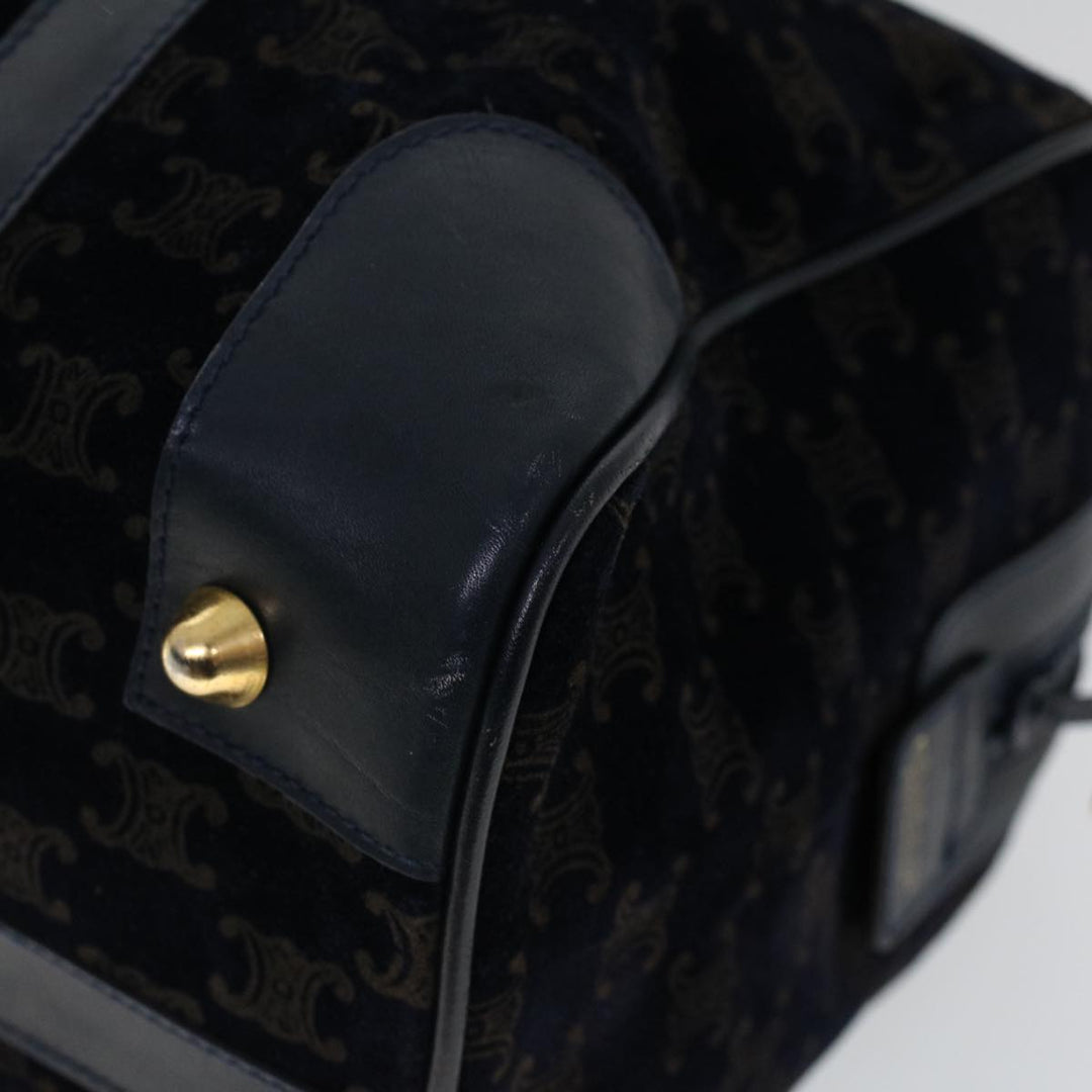 Celine C Macadam Boston Bag Suede Leather Navy  ac2168